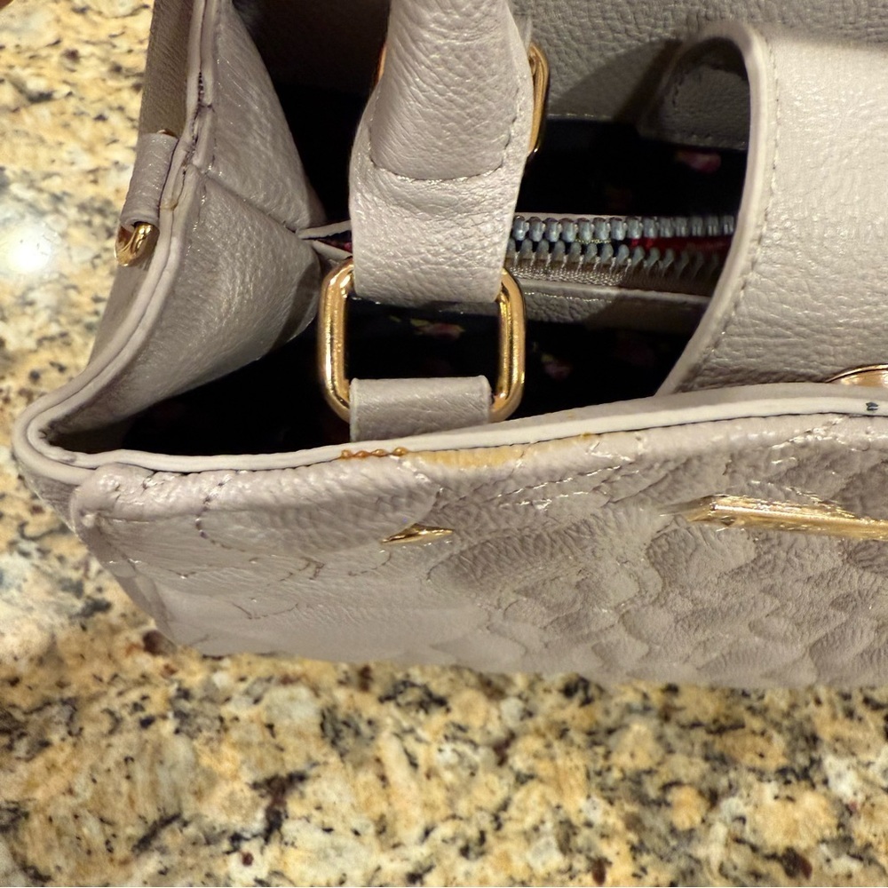 Betsey Johnson Gray Quilted Satchel with Detachable Strap - Picture 5 of 14